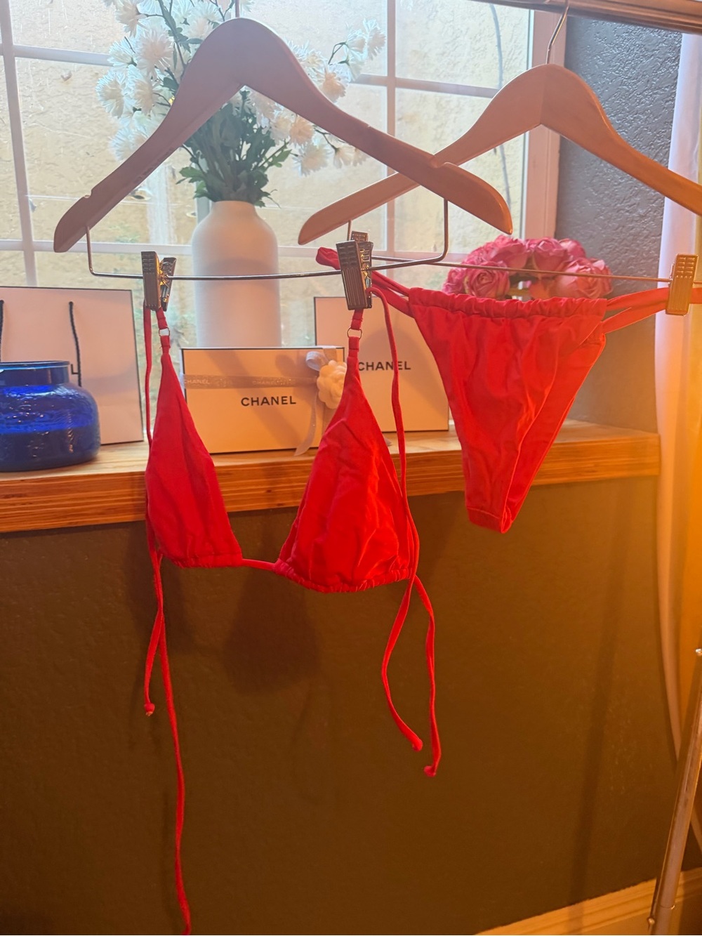 Source Unknown Red Triangle Bikini Set